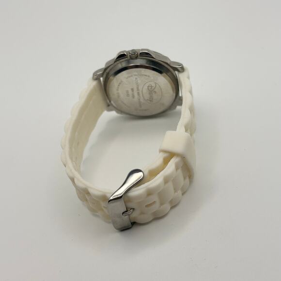 Disney Minnie Mouse Silver Tone White Silicon Band Watch Working New Battery - Picture 7 of 8